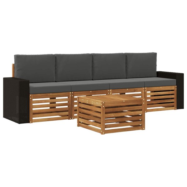 vidaXL Ensemble de canapés d'extérieur 5 pc Naturel et Anthracite