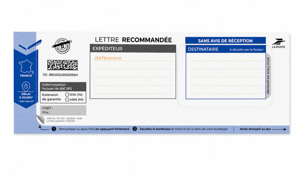 Boite de 200 Lettres recommandées Smart Data sans AR - LRSD1