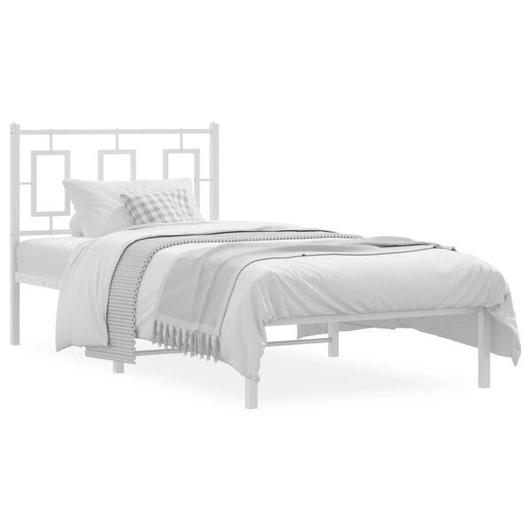 vidaXL Cadre de lit métal sans matelas avec tête de lit blanc 90x200cm