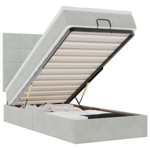 vidaXL Cadre de lit ottoman et matelas gris clair 100x200 cm velours