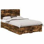 vidaXL Cadre de lit Chêne fumé 135 x 190 cm Bois d'ingénierie