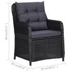 vidaXL Chaises de jardin lot de 2 avec coussins Résine tressée Noir