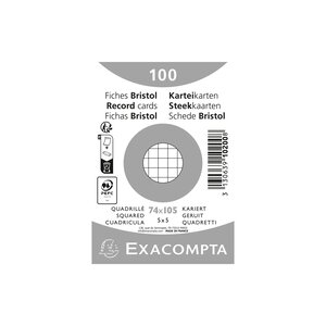 Paquet 100 Fiches Sous Film - Bristol Quadrillé 5x5 Non Perforé 74x105mm - Blanc - X 40 - Exacompta