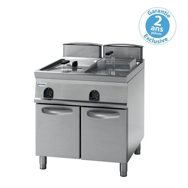 Friteuse sur coffre électrique - 2 x 21 litres -  commandes mécaniques - tecnoinox -  - acier inoxydable x900xmm