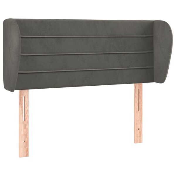 vidaXL Tête de lit avec oreilles Gris foncé 93x23x78/88 cm Velours