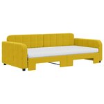 vidaXL Lit de jour avec gigogne et matelas jaune 100x200 cm velours