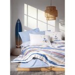 Parure de lit - housse de couette 220 x 240 + 2 taies d'oreiller 60 x 60 coton renforcé - Bleu