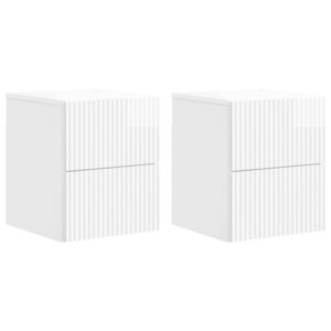 vidaXL Cabinet de chevet mural 2 Pièces Blanc brillant 33 x 34 5 x 40 cm