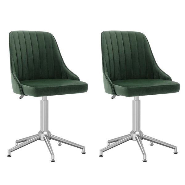 vidaXL Chaises pivotantes à manger lot de 2 vert foncé velours