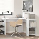 vidaXL Bureau d'Angle avec Rangement Blanc 140 x 113.5 x 75 cm