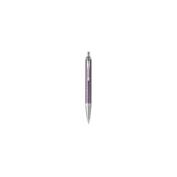 Stylo bille IM PREMIUM Violet foncé attributs chromés. Pointe fine. Encre bleue. PARKER