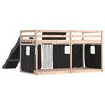 vidaXL Lit superposé avec toboggan et rideaux blanc et noir 90x200 cm