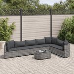 vidaXL Salon de jardin 8 Pièces avec coussins gris résine tressée