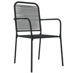 vidaXL Ensemble à manger de jardin 7 Pièces Noir Corde de coton et acier