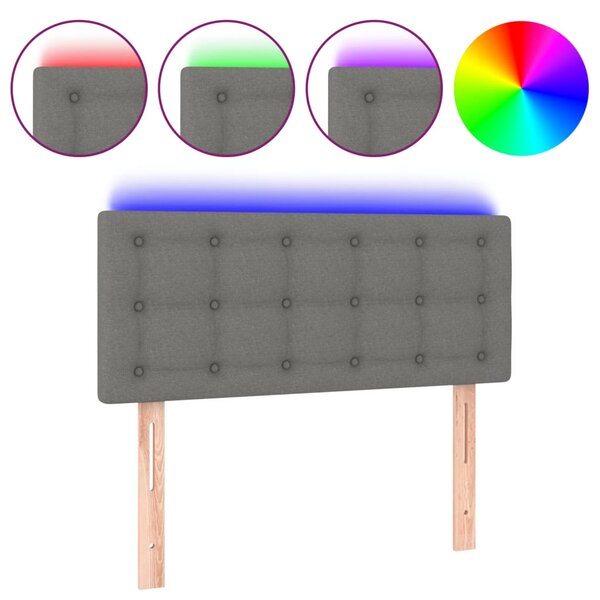 vidaXL Tête de lit à LED Gris foncé 80x5x78/88 cm Tissu