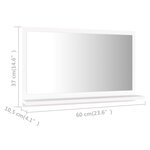 vidaXL Miroir de salle de bain Blanc 60x10 5x37 cm Bois d’ingénierie