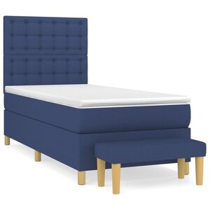 vidaXL Sommier à lattes de lit avec matelas Bleu 80x200 cm Tissu