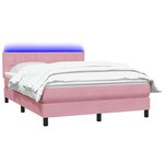 vidaXL Sommier à lattes de lit avec matelas et LED rose 160x210 cm velours