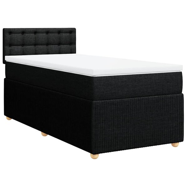 vidaXL Sommier à lattes de lit avec matelas Noir 100x200 cm Tissu