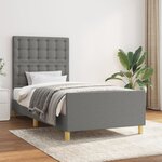 vidaXL Cadre de lit avec tête de lit Gris foncé 90x190 cm Tissu