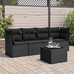 vidaXL Salon de jardin 5 Pièces avec coussins noir résine tressée