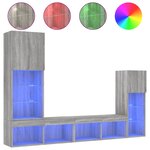 vidaXL Unités murales TV avec LED 4 Pièces gris sonoma bois d'ingénierie