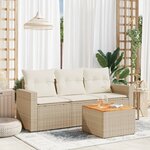 vidaXL Salon de jardin avec coussins 4 Pièces beige résine tressée