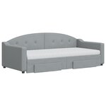 vidaXL Lit de jour avec gigogne et tiroirs gris clair 90x190 cm tissu