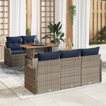 vidaXL Ensemble de canapé de jardin 6 Pièces gris et bleu marine