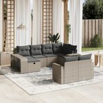 vidaXL Salon de jardin avec coussins 10 Pièces gris clair résine tressée