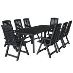 vidaXL Ensemble à manger d'extérieur 9 Pièces Plastique Anthracite