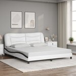 vidaXL Cadre de lit avec LED sans matelas Hvar blanc et noir 180x200 cm
