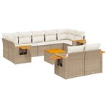 vidaXL Salon de jardin avec coussins 10 Pièces beige résine tressée