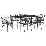 vidaXL Ensemble de salle à manger de jardin 7 pièces en poly rattan noir