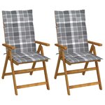 vidaXL Chaises inclinables de jardin 2 Pièces avec coussins Bois d'acacia