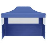 vidaXL Tente de réception pliable avec 3 parois 3x4 m Acier Bleu
