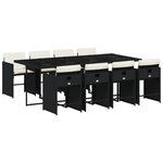 vidaXL Ensemble à manger de jardin 9Pièces coussins noir résine tressée