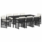 vidaXL Ensemble de salle à manger pour jardin 9 Pièces Noir polyrotin