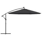 vidaXL Parasol déporté avec lumières LED Noir 350 cm