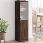 vidaXL Buffet avec porte en verre chêne marron 35x37x142 cm