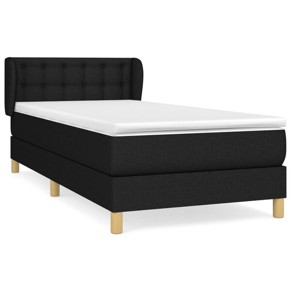 vidaXL Sommier à lattes de lit avec matelas Noir 90x190 cm Tissu