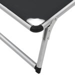 vidaXL Chaise longue pliable avec toit Aluminium et textilène Noir
