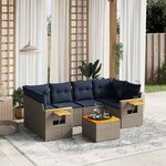 vidaXL Salon de jardin 7 Pièces avec coussins gris résine tressée