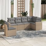 vidaXL Salon de jardin avec coussins 6 Pièces beige résine tressée