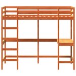 vidaXL Lit superposé avec bureau cire marron 100x200cm bois pin massif