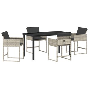 vidaXL Ensemble de salle à manger de jardin 5 pièces avec coussins en poly rattan gris clair