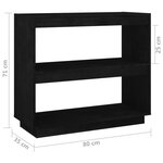 vidaXL Bibliothèque Noir 80x35x71 cm Bois de pin massif