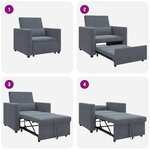 vidaXL Canapé Lit Simple Gris foncé 90 x 165 x 87 cm Velours