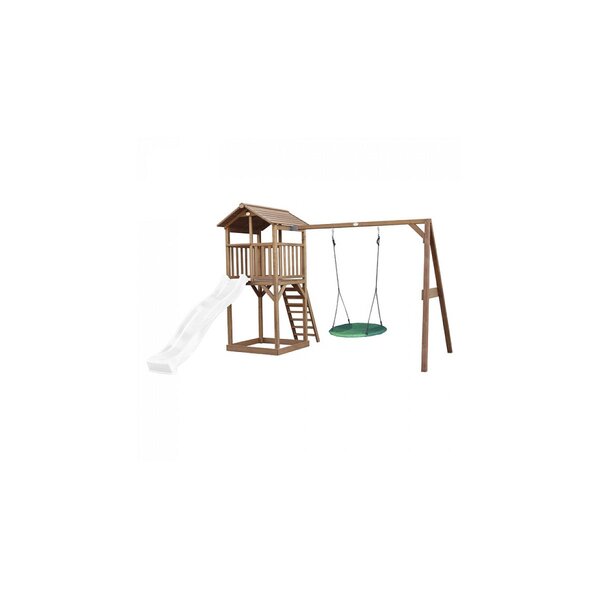 AXI Beach Tower avec balancoire nid  Marron Toboggan Blanc