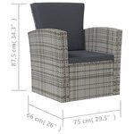 vidaXL Salon de jardin 16 Pièces avec coussins Résine tressée Gris